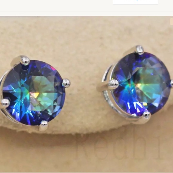 18k Mystic Blue Topaz Earrings - Picture 3 of 6